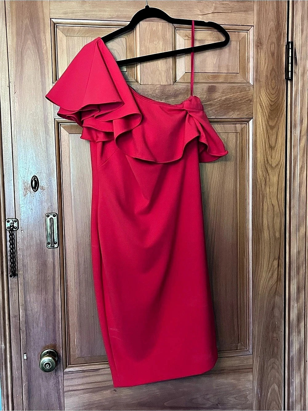 Lauren Ralph Lauren Red Ruffle Midi Dress Size 8 NWT